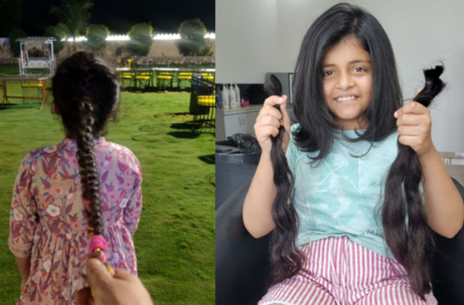  10 वर्षीया वृंदा ने कैंसर पीड़ित बच्चो के लिए डोनेट किए अपने बाल