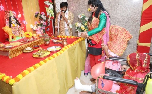  नारायण सेवा संस्थान में देवी दुर्गा की प्रतिमा एवं घट स्थापना हुई