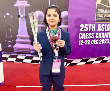  उदयपुर की शतरंज मास्टर कियाना बनी एशिया चैम्पियन